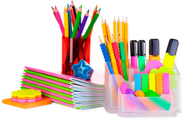 Artículos de papelería de colores
